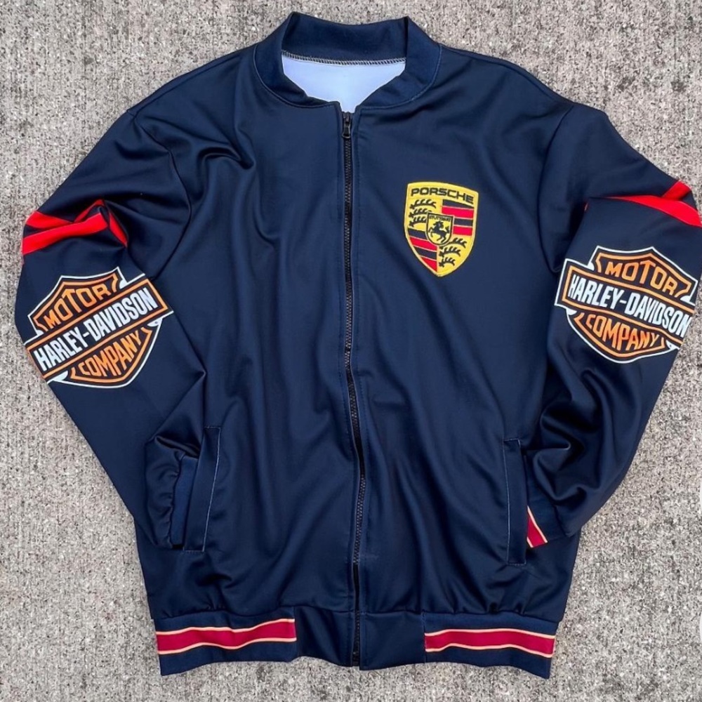 Vintage Porsche and Harley Davidson Jacket Good Condition Bomber Jacket